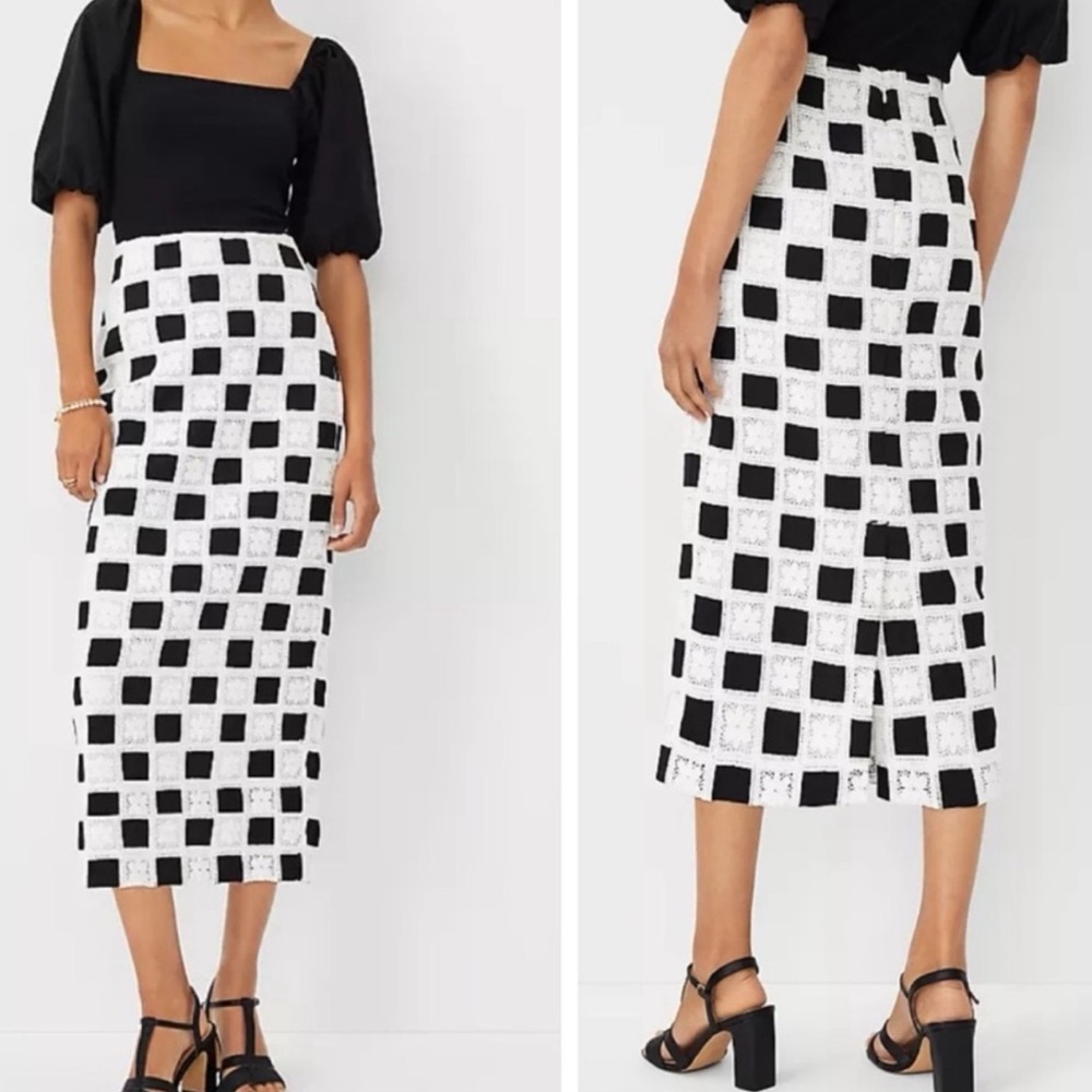 NWT Ann Taylor Crochet Patchwork Midi Pencil Skirt Size 6P